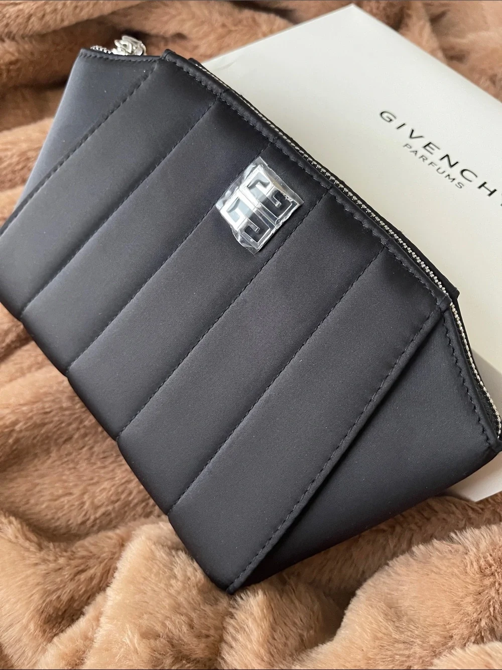 Givenchy Black Quilted Logo Cosmetic Pouch